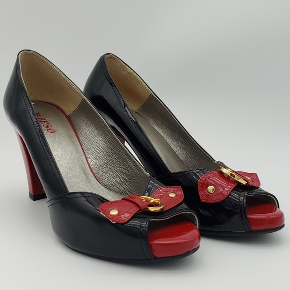 Beso sz 8 red and black heels - Picture 1 of 12